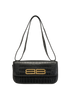 Small Gossip Shoulder Bag, &pound;395, Handbags, Black, Leather, Front view